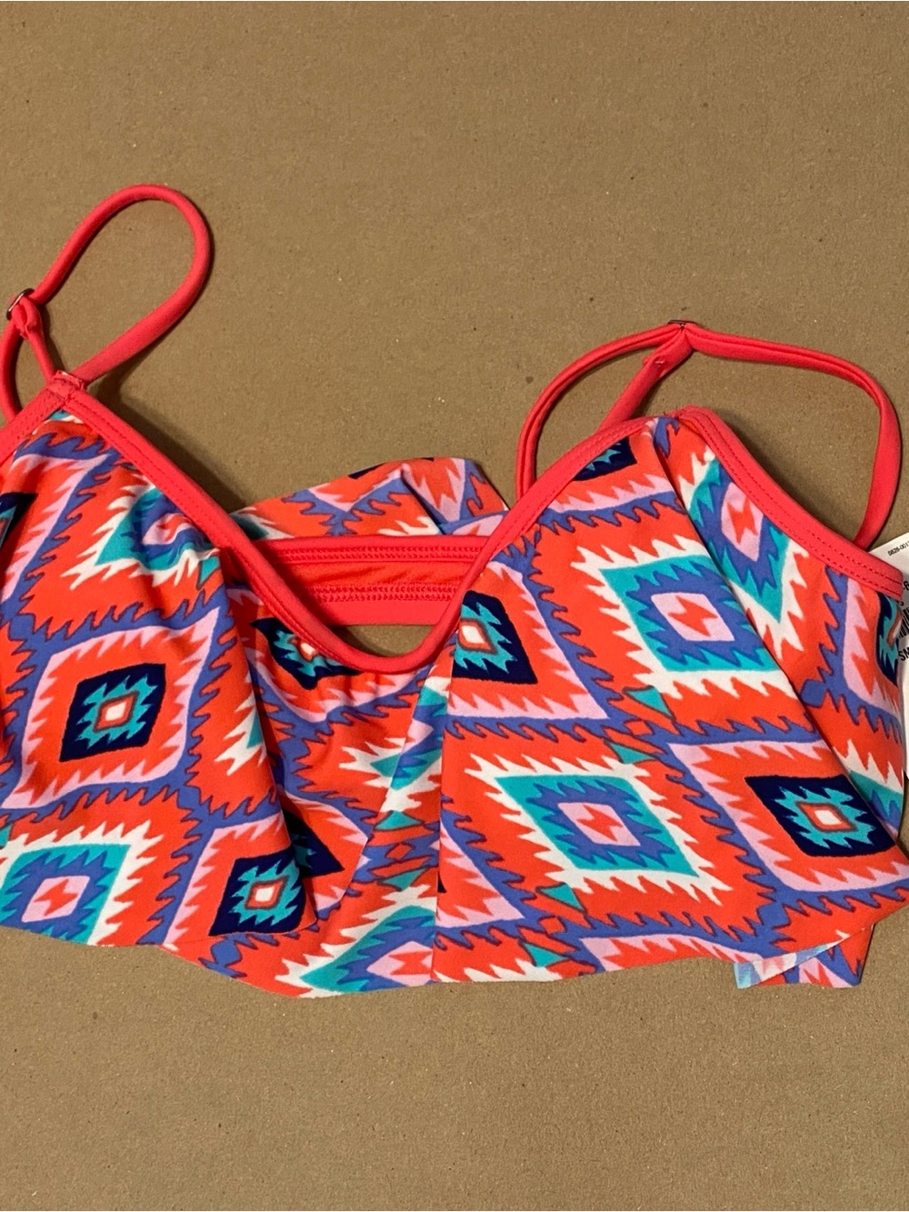 Hollister Coral Multicolor Geometric Swim Camisole